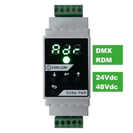 LED PWM fényerőszabályzó, 4 csatornás, DMX/RDM, 12-48V, 300W (600W @48V)