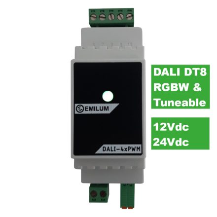 LED PWM fényerőszabályzó, 4 csatornás, DALI DT8, 12-24V, 300W (150W @12V)