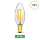 LED Filament gyertyaalakú, 24V, 5W, 3000K, E14 