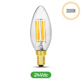 LED Filament gyertyaalakú, 24V, 5W, 3000K, E14 
